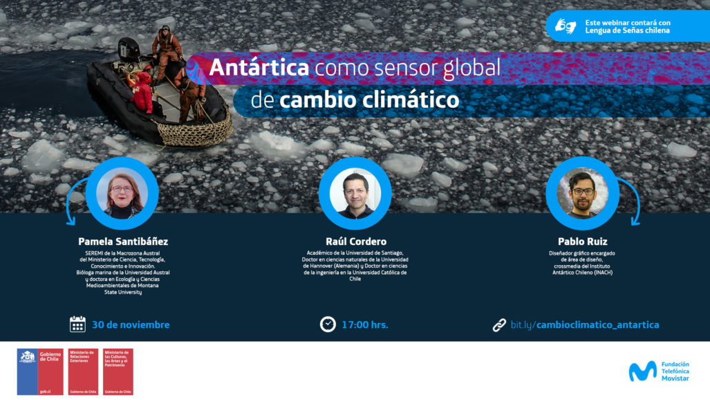 Fundación Telefónica Movistar, Servicio Nacional del Patrimonio Cultural e Instituto Antártico Chileno invitan a conversatorio «Antártica como sensor global de cambio climático»